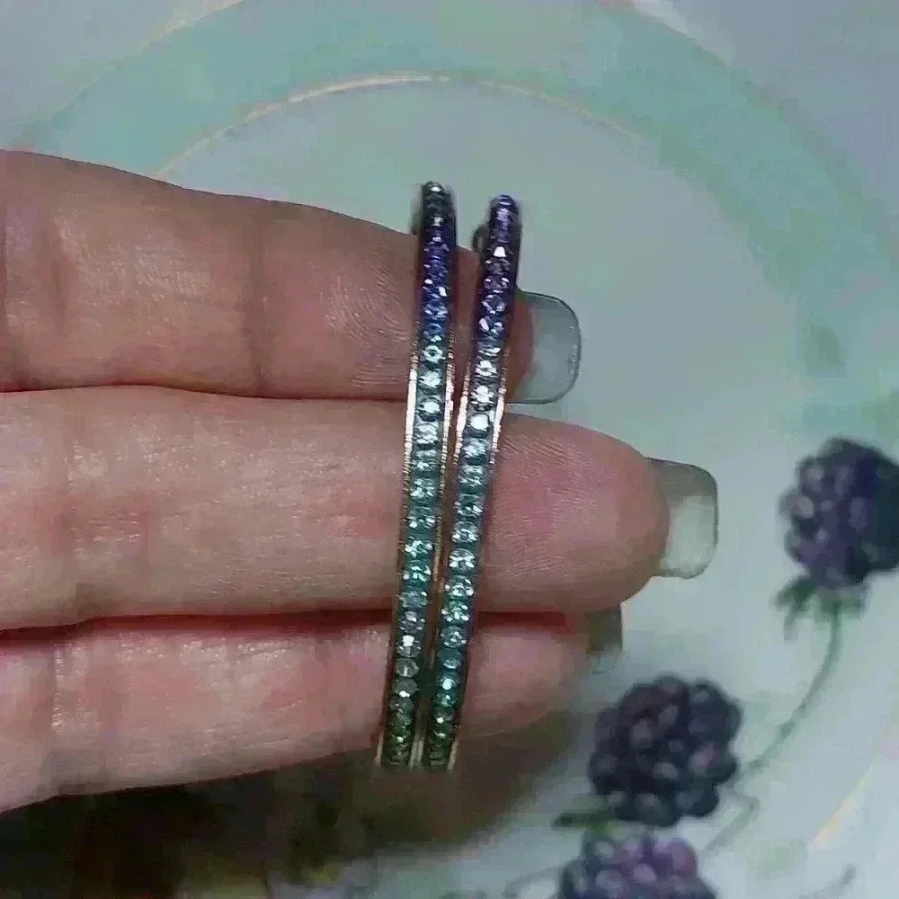Crystal rainbow hoops earrings. - Picture 4 of 4